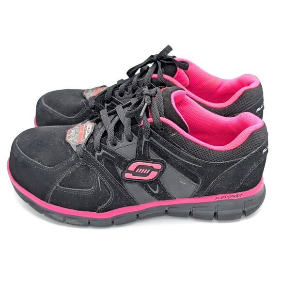 Sketchers Womens Work Synergy Black Pink Sandlot Alloy Toe Safety Shoe Size 9.5 - Picture 3 of 7